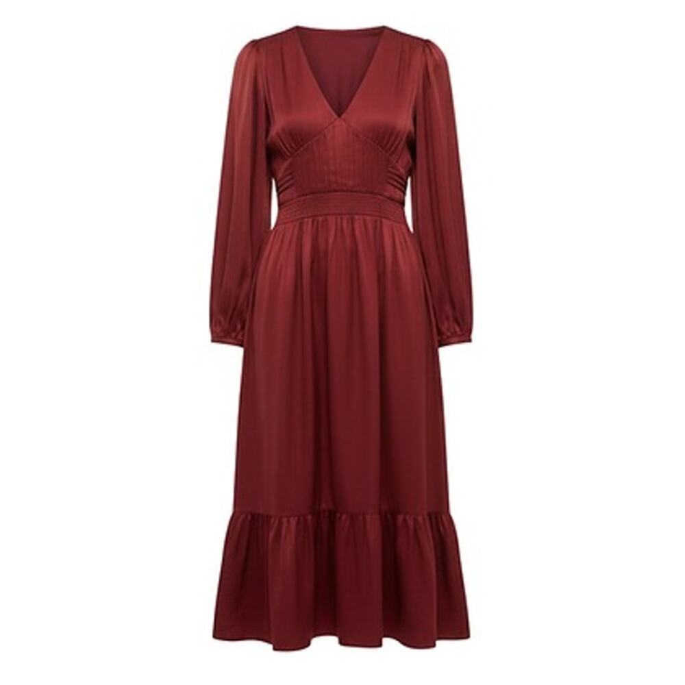 MOON RIVER Wine V Neck Midi Dress Size M NWT Retail $114 Tuckernuck - Picture 8 of 8